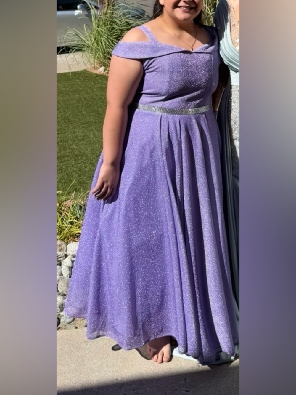 Lavender Sparkle Off-Shoulder Evening Gown size 18 girls